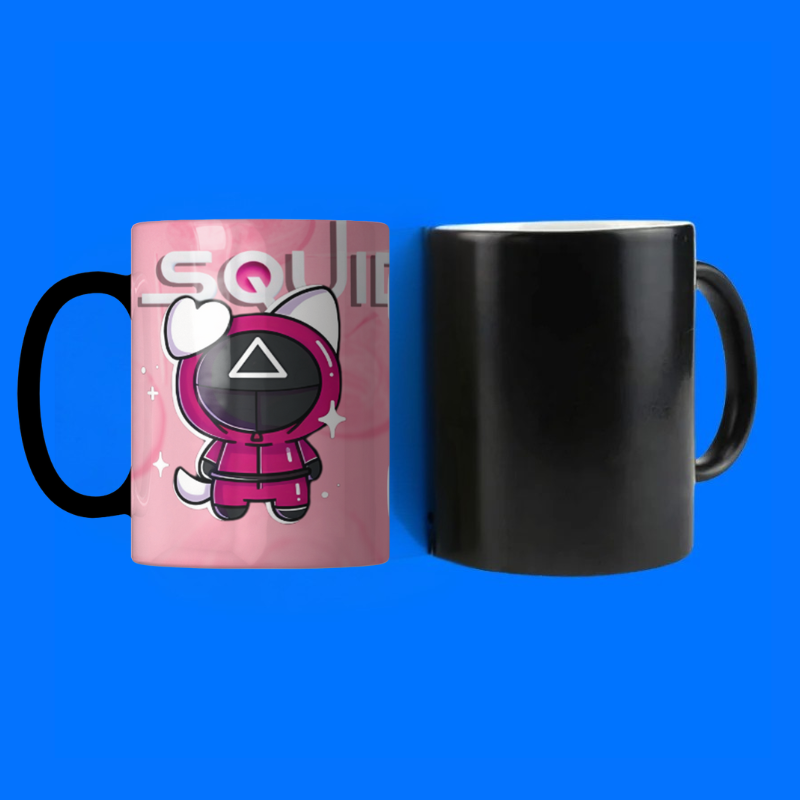 Mug Magique Squid Game Chat Masqué Thermoréactif – Kawaii