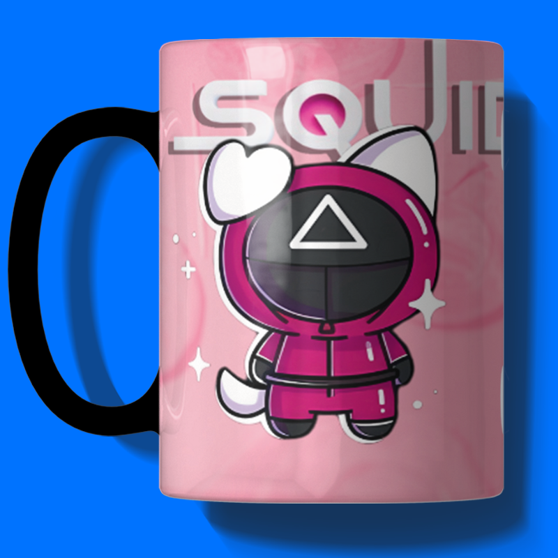 Mug Magique Squid Game Chat Masqué Thermoréactif – Kawaii - Image 4