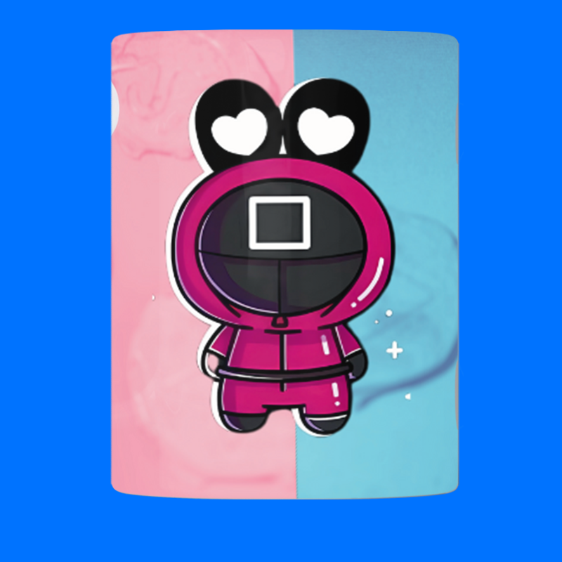 Mug Magique Squid Game Chat Masqué Thermoréactif – Kawaii - Image 3